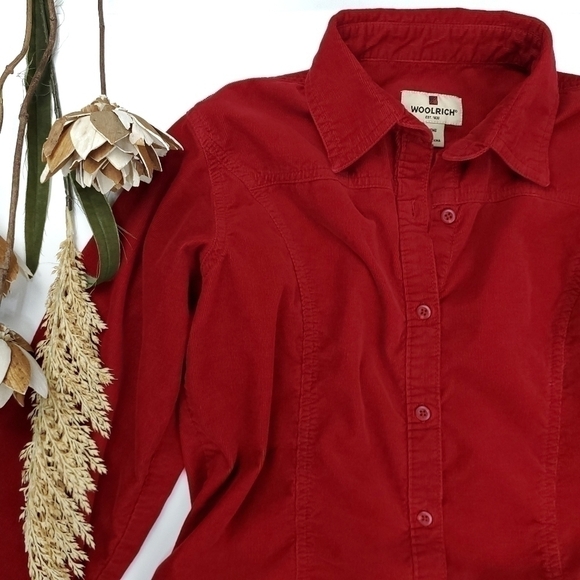 Woolrich Red Corduroy Collared Button Down Shirt S - Picture 4 of 11